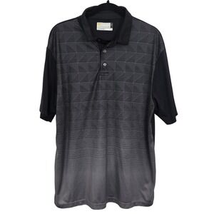 Nicklaus Golf Polo Mens L Black Ombre Geometric StayDri Performance Short Sleeve
